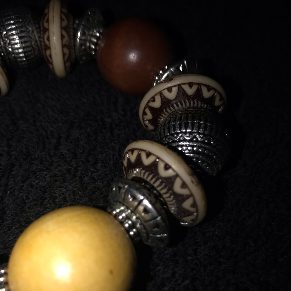 Wood & metal beaded bangle